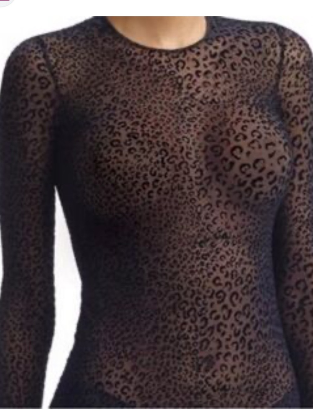Commando Sheer Mesh Long Sleeve Leopard Print Top